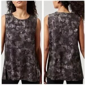 Athleta Refined Zephyr Black Floral Tank Size 1X Black Grey Gray NWOT